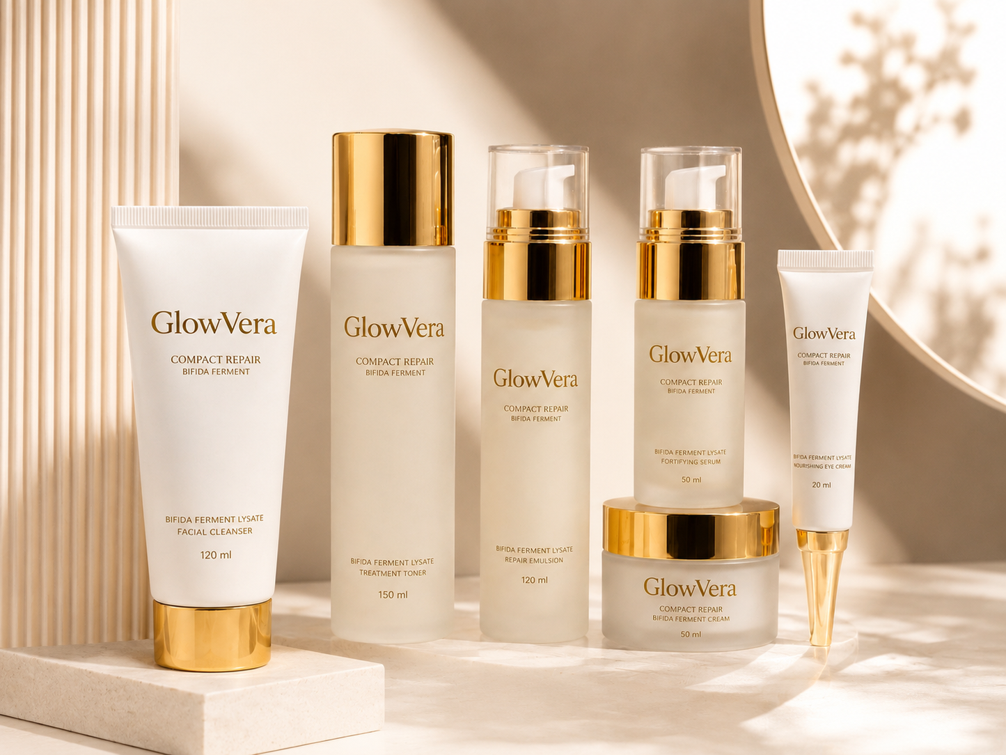 GlowVera Korean glass skin set complete 6-step skincare routine with Bifida Ferment Filtrate
