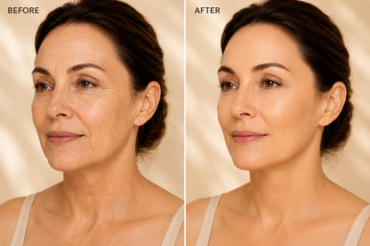 Before and after 21 days using GlowVera Korean glass skin routine radiant glowing skin
